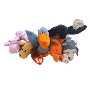 6 McDonalds TY Teenie Beanie Babies 1993 Waddle Goldie Happy Nook Bones Scoop